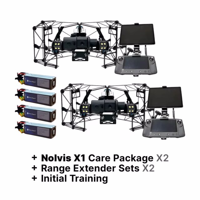 Nolvis X1 Dual Drone Package with Training, Range Extenders, Extra Batteries, and Care Coverage