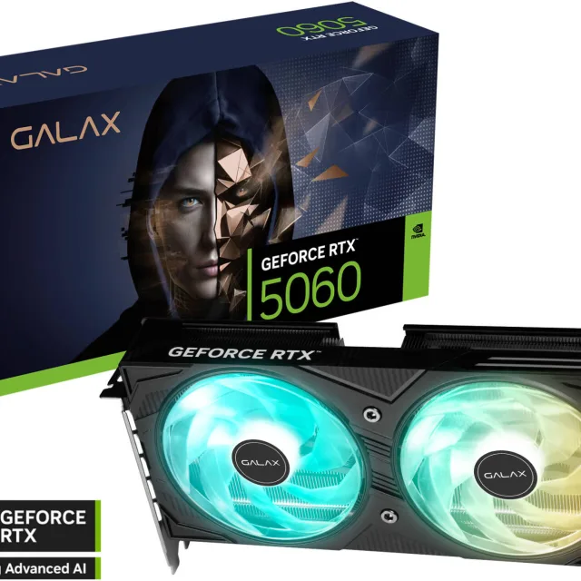 Galax GeForce RTX 5060 EX Graphics Card, 8GB GDDR7 128-bit Memory, 2535MHz Boost Clock, 28 Gbps Memory Speed, 3840 CUDA Cores, PCI-Express 4.0 | 56NSN8MDDAEX
