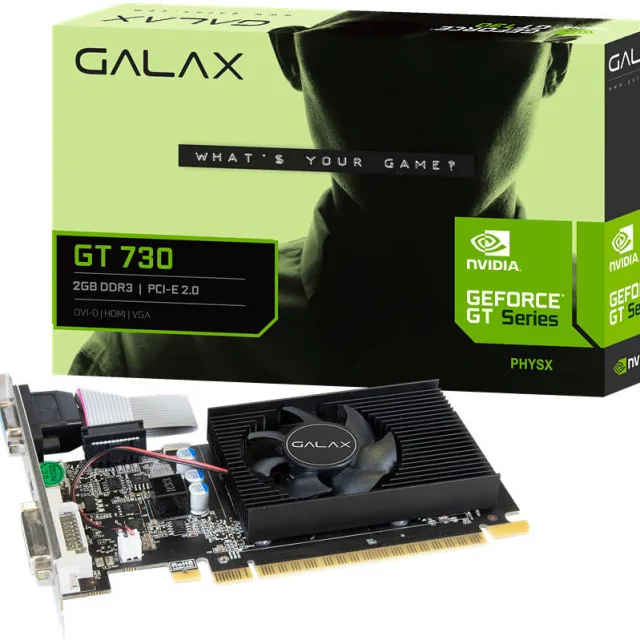 GALAX GeForce GT 730 Graphics Card, 4GB DDR3 128-bit Memory, 700 MHz Base Clock, 667MHz Memory Clock, 384 CUDA Cores, PCI-E 2.0 x8, DVI-I x1,HDMI x1,VGA x1 | 73GQF8HX00HD