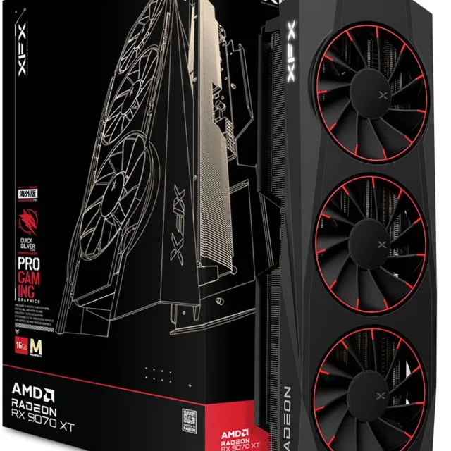 XFX Quicksilver AMD Radeon RX 9070 XT Magnetic Air Edition Graphics Card, 16GB GDDR6 256-Bit Memory, 2970 MHz Boost Clock, 4096 Stream Processors, 20 Gbps Memory Clock, PCI Express 5.0 | RX-97TMAQKB9