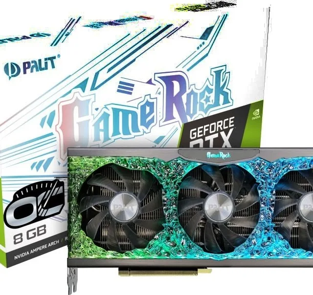 Palit GeForce RTX 3070 GameRock 8GB OC GPU, 14 Gbps, GDDR6, 256 bit, PCI Express 4.0 x16 slot, Gaming Graphics Card (LHR) | NE63070H19P2-1040G