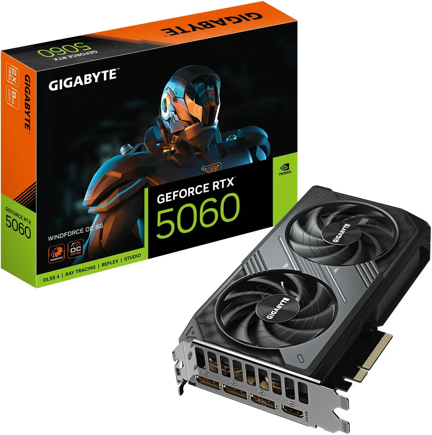 GIGABYTE GeForce RTX 5060 WINDFORCE OC 8G Graphics Card, 8GB GDDR7 128-Bit Memory, 2512 MHz Core Clock, 3840 CUDA Cores, 28 Gbps Memory Clock, PCI Express 5.0 | GV-N5060WF2OC-8GD - Image 2