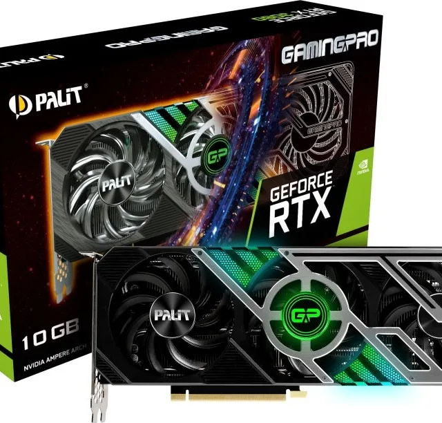 Palit Nvidia GeForce RTX 3080 10GB GamingPro PCI Express 4.0, HDMI and Display Port, 1440MHz GPU, 1710MHz Boost Ampere, Graphics Card (LHR) | NED3080019IA-132AA