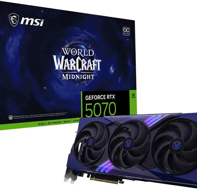 MSI GeForce RTX 5070 World of Warcraft Midnight Void Edition OC Graphics Card, 12GB GDDR7 192-Bit Memory, 2610 MHz Boost Clock, 28 Gbps Memory Speed, 6144 CUDA Cores, PCI Express Gen 5 | 912-V532-255