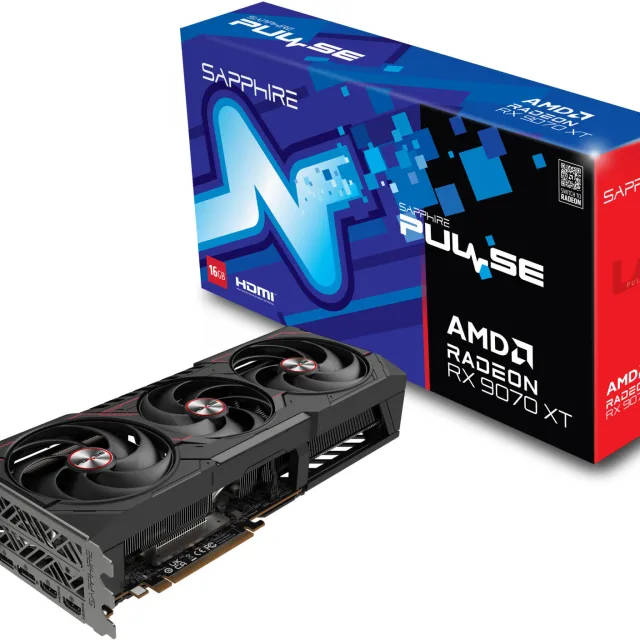 Sapphire PULSE AMD Radeon RX 9070 XT Graphics Card, 16GB GDDR6 256-Bit Memory, 2970 MHz Boost Clock, 4096 Stream Processors, 20 Gbps Memory Clock, PCI-Express 5.0 x16 | 11348-03-20G