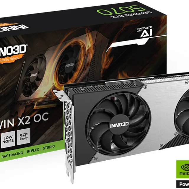 Inno3D GeForce RTX 5070 TWIN X2 OC 12GB Graphics Card, GDDR7 192-Bit Memory, 2325 MHz Base Clock, 28 Gbps Memory Clock, 6144 CUDA Cores, PCI Express Gen 5 | N50702-12D7X-195064N