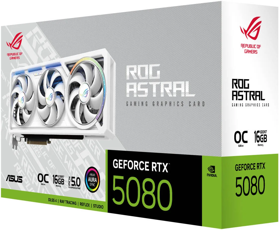 ASUS ROG Astral GeForce RTX 5080 16GB GDDR7 WHITE OC Edition Graphics Card, 16GB GDDR7 256-Bit Memory, 10752 CUDA Cores, 30 Gbps Memory Speed, PCI Express 5.0 | 90YV0LV4-M0NA00 - Image 4
