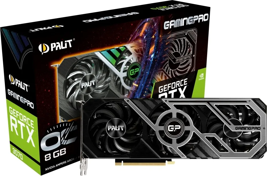 Palit GeForce RTX 3070 GamingPro 8GB OC GPU 256bit GDDR6 Graphics Clock 1500MHz Boost Clock 1770MHz 14Gbps PCI-E 4.0 (LHR) | NE63070S19P2-1041A - Image 3