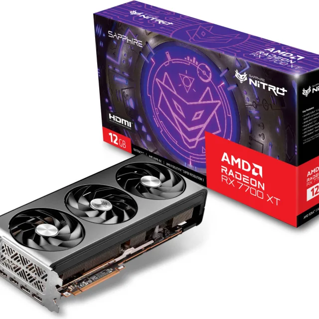SAPPHIRE NITRO+ AMD Radeon RX 7700 XT Gaming Graphics Card, 12GB DDR6 192 bit Memory, 2599 MHz Boost Clock, 18 Gbps Memory Clock, AMD RDNA 3, PCI E 4.0, 2x HDMI 2x DP | 11335-02-20G