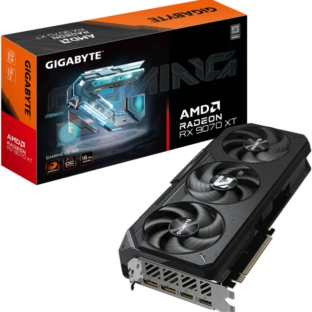 GIGABYTE Radeon RX 9070 XT GAMING OC Graphics Card, 16GB GDDR6 256-Bit Memory, 3060 MHz Boost Clock, 20 Gbps Memory Clock, 4096 Stream Processors, PCI-Express 5.0 | GV-R9070XTGAMING OC-16GD