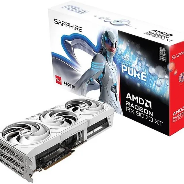 Sapphire PURE AMD Radeon RX 9070 XT Graphics Card, 16GB GDDR6 256-Bit Memory, 3010 MHz Boost Clock, 4096 Stream Processors, 20 Gbps Memory Clock, PCI-Express 5.0 x16 | 11348-02-20G