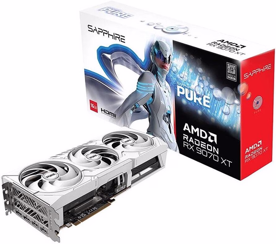 Sapphire PURE AMD Radeon RX 9070 XT Graphics Card, 16GB GDDR6 256-Bit Memory, 3010 MHz Boost Clock, 4096 Stream Processors, 20 Gbps Memory Clock, PCI-Express 5.0 x16 | 11348-02-20G