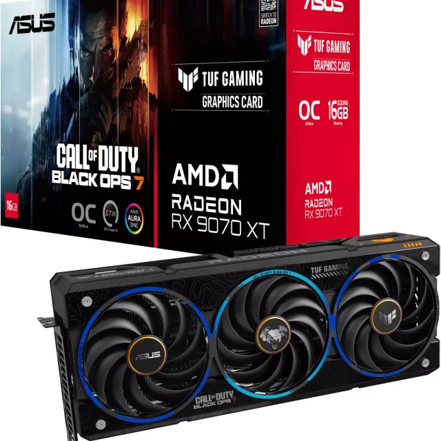 ASUS TUF Gaming Radeon RX 9070 XT Black Ops 7 Edition Graphics Card, 16GB GDDR6 256-Bit Memory, 3060 MHz Boost Clock, 20 Gbps Memory Speed, 4096 Stream Processor, PCI Express 5.0 | 90YV0L76-M0NM00
