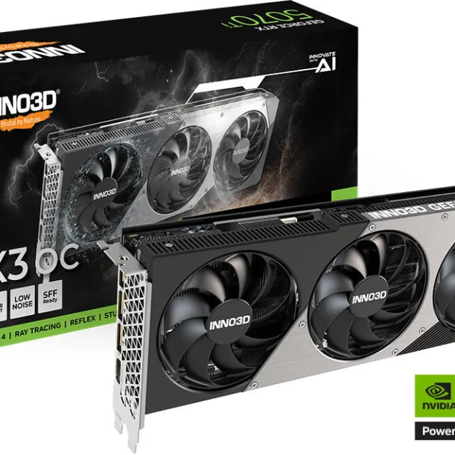 Inno3D GeForce RTX 5070 Ti X3 OC 16GB Graphics Card, GDDR7 256-Bit Memory, 2295 MHz Base Clock, 28 Gbps Memory Clock, 8960 CUDA Cores, PCI Express Gen 5 | N507T3-16D7X-176068N