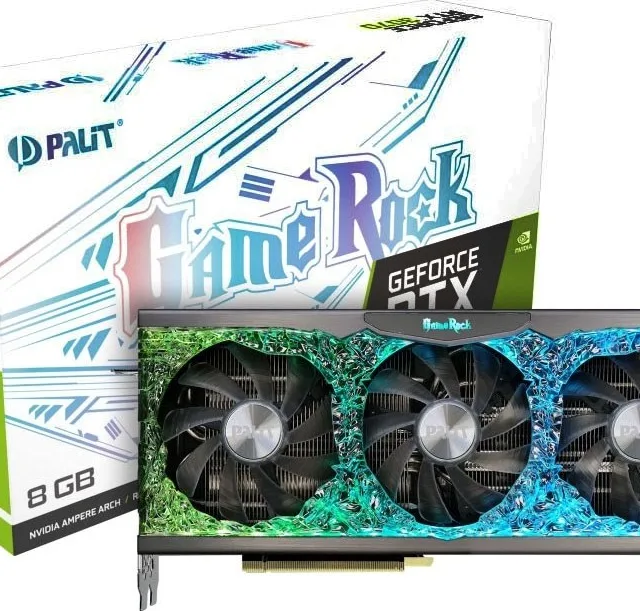 Palit GeForce RTX 3070 GameRock, 8GB GPU, 5888 x CUDA, 14 Gbps, GDDR6, 256 bit, PCI Express 4.0 x16, Gaming Graphics Card | NE63070019P2-1040G NON LHR