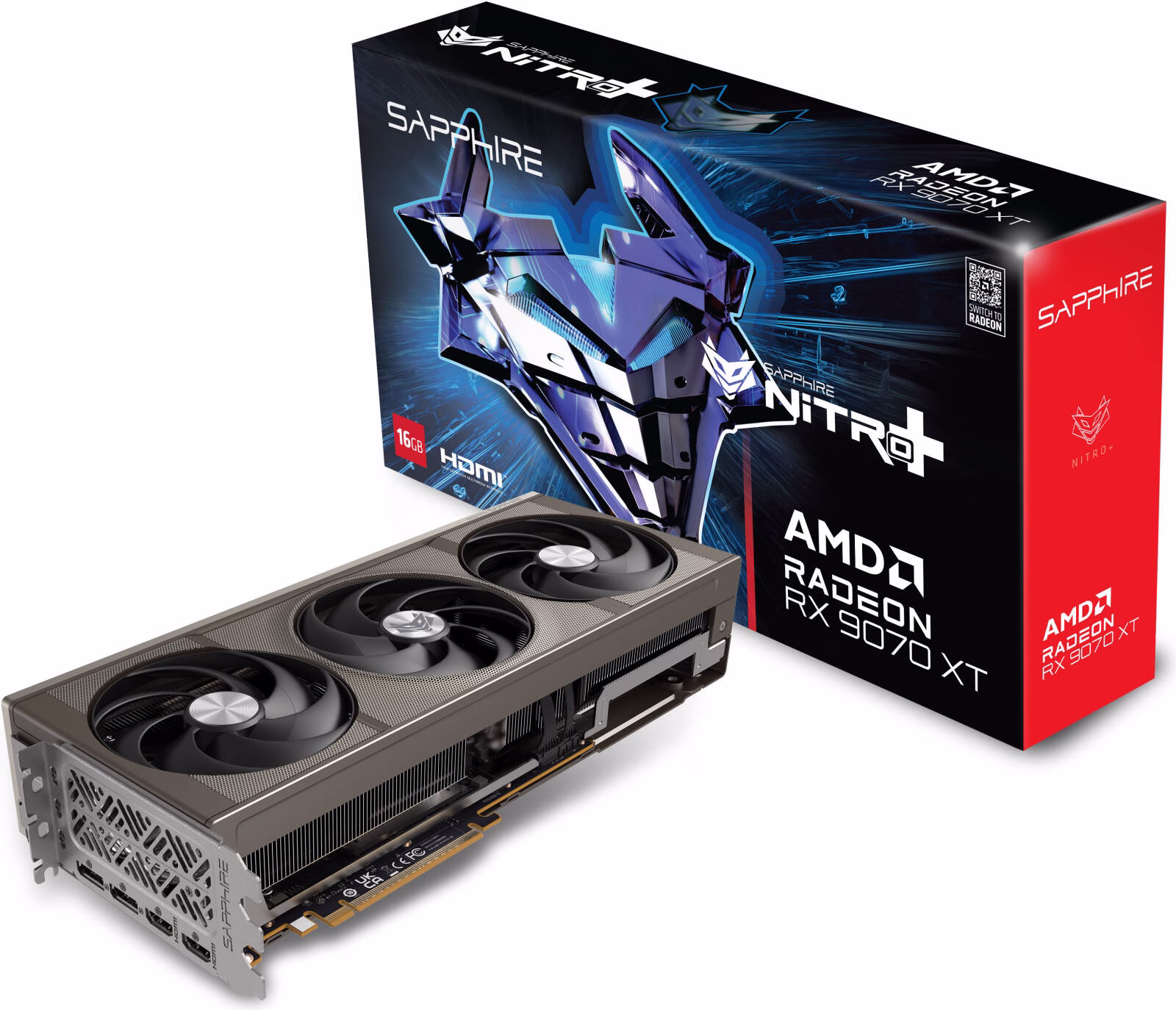 Sapphire NITRO+ AMD Radeon RX 9070 XT Graphics Card, 16GB GDDR6 256-Bit Memory, 3060 MHz Boost Clock, 4096 Stream Processors, 20 Gbps Memory Clock, PCI-Express 5.0 x16 | 11348-01-20G