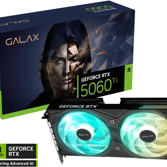 Galax GeForce RTX 5060 Ti EX Graphics Card, 8GB GDDR7 128-bit Memory, 2617 MHz Boost Clock, 28Gbps Memory Speed, 4608 CUDA Cores, PCI-Express 5.0 | 56ISN8MDCREX