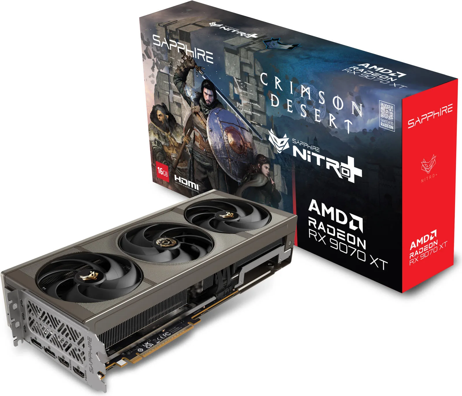 SAPPHIRE NITRO+ AMD Radeon RX 9070 XT OC Crimson Desert Edition Graphics Card, 16GB GDDR6 256-Bit Memory, 3060MHz Boost Clock, 4096 Stream Processor, 20 Gbps Memory Clock, PCI-E 5.0 x16 | 11348-10-20G