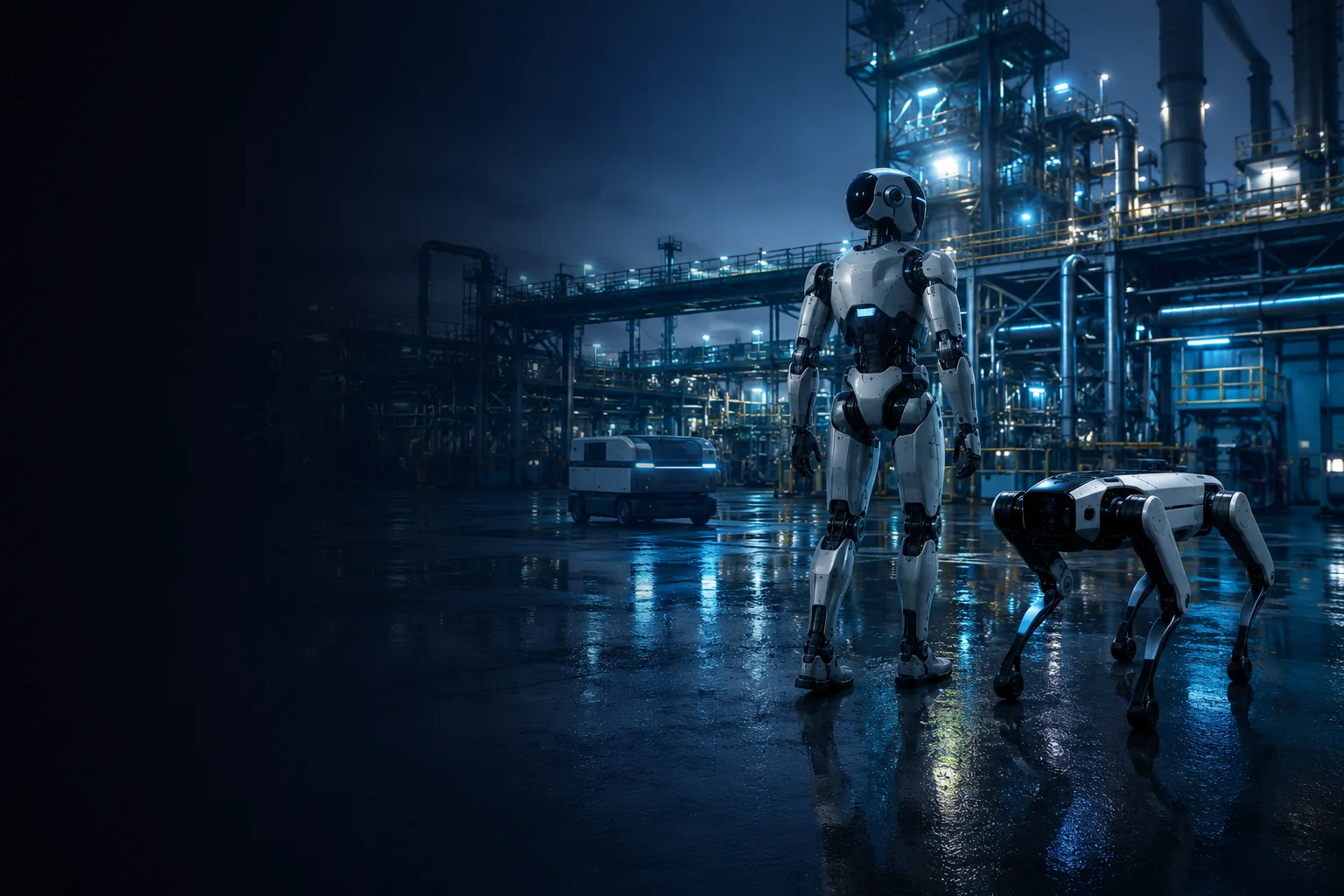 Robots deployed in an industrial facility