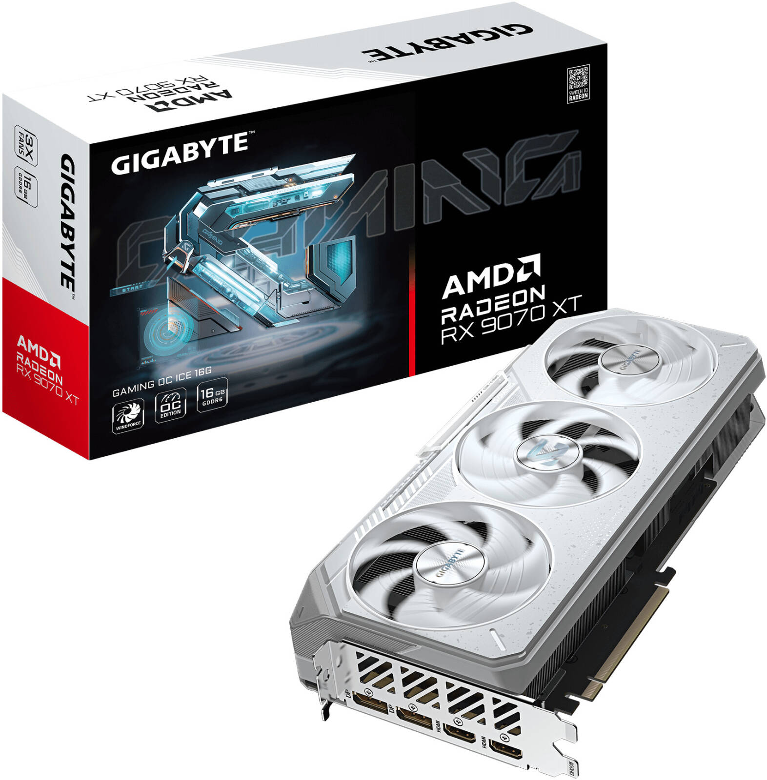 GIGABYTE Radeon RX 9070 XT Gaming OC ICE Graphics Card, 16GB GDDR6 256-Bit Memory, 3060 MHz Boost Clock, 4096 Stream Processors, 20 Gbps Memory Clock | GV-R907XGAMINGOCICE-16GD