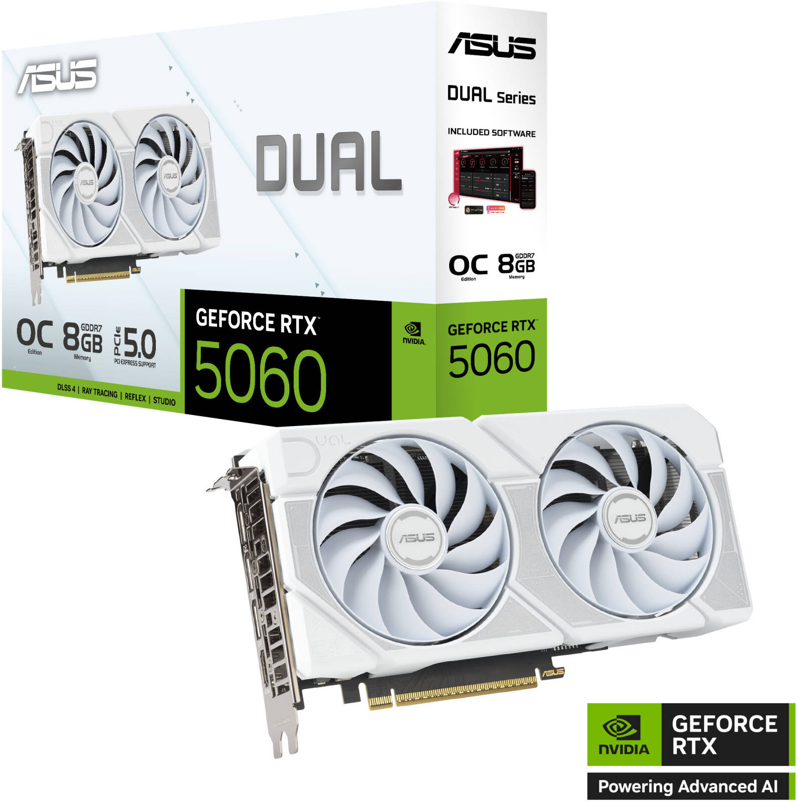 ASUS Dual GeForce RTX 5060 White OC Edition 8GB GDDR7 Graphics Card | 90YV0N15-M0NA00 product image 1