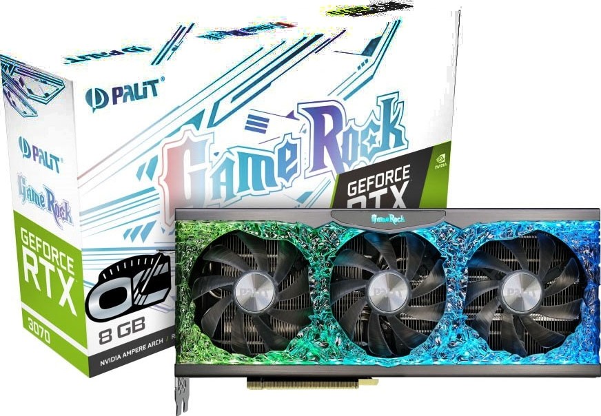 Palit GeForce RTX 3070 GameRock 8GB OC GPU, 14 Gbps, GDDR6, 256 bit, PCI Express 4.0 x16 slot, Gaming Graphics Card (LHR) | NE63070H19P2-1040G