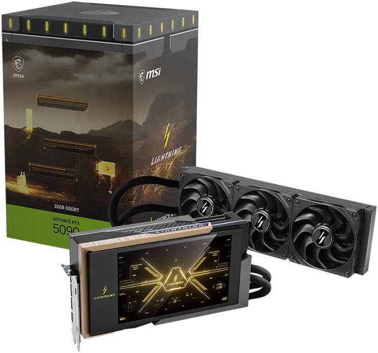 MSI GeForce RTX 5090 LIGHTNING Z Graphics Card, 32GB GDDR7 512-Bit Memory, 2730 MHz Boost Clock, 28 Gbps Memory Speed, 21760 CUDA Cores, PCI Express Gen 5 | RTX-5090-32G-LIGHTNING-Z