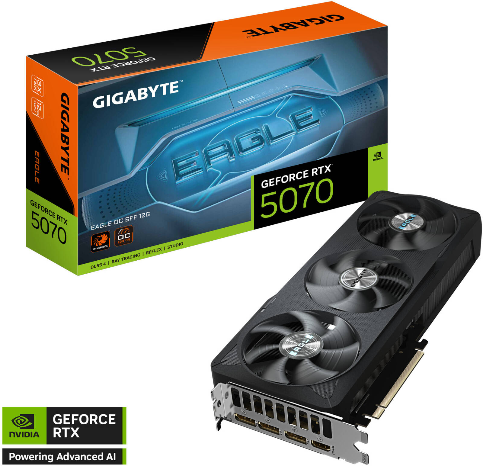 GIGABYTE GeForce RTX 5070 EAGLE OC SFF Graphics Card, 12GB GDDR7 192-Bit Memory, 2587 MHz Core Clock, 28 Gbps Memory Clock, 6144 CUDA Cores, PCI Express 5.0 | GV-N5070EAGLE OC-12GD