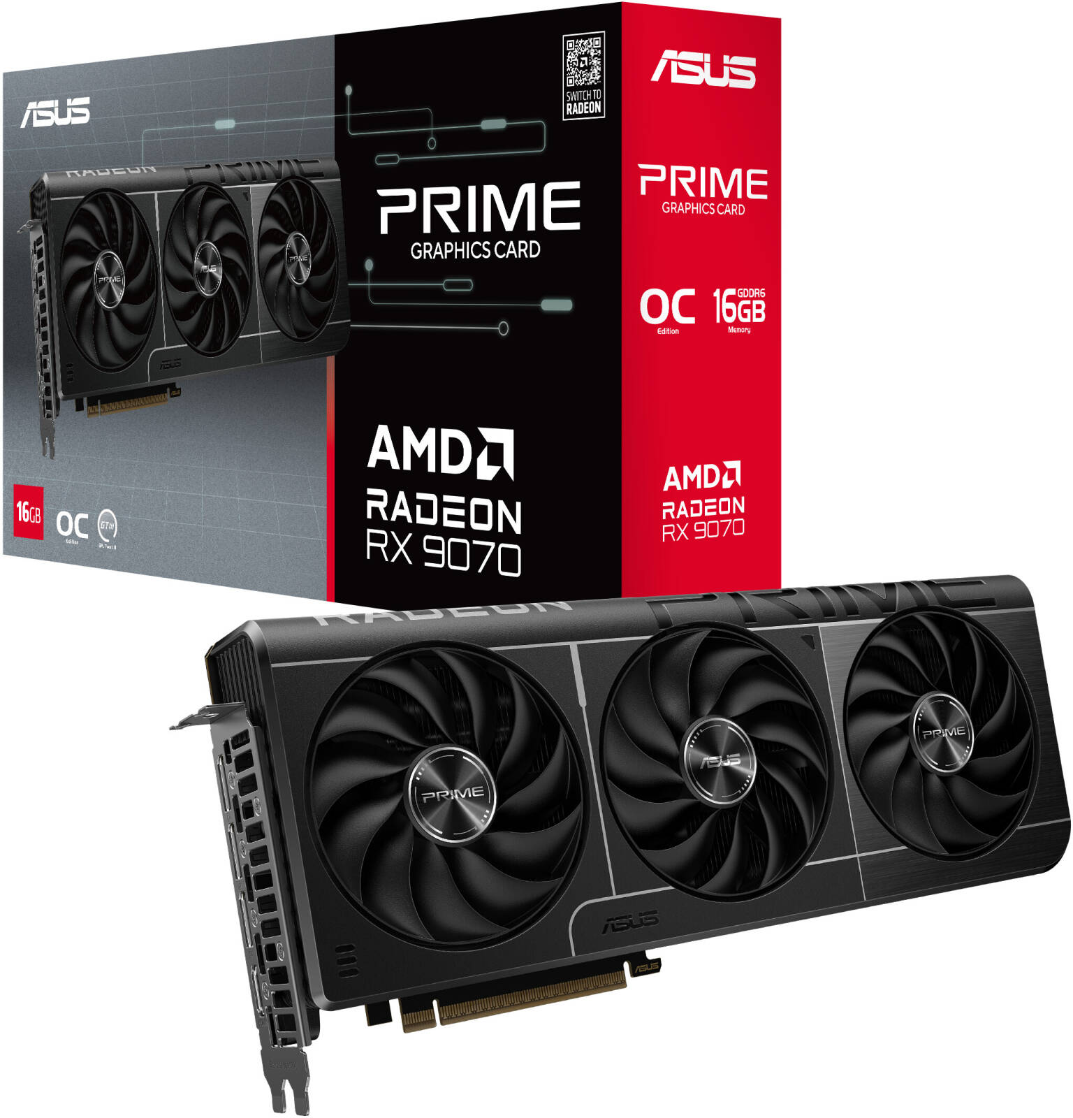 ASUS Prime Radeon RX 9070 OC Edition Graphics Card 16GB GDDR6 | 90YV0LI1-M0NA00