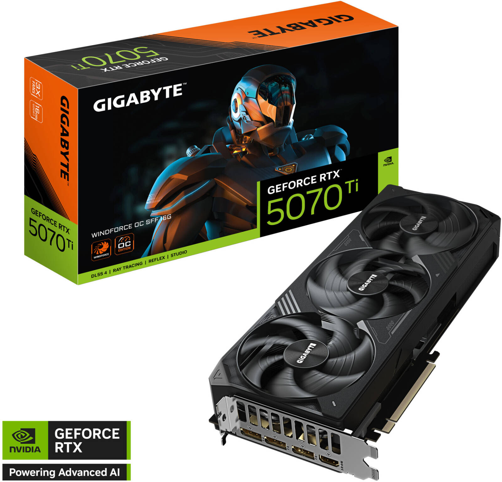 GIGABYTE GeForce RTX 5070 Ti WINDFORCE OC SFF Graphics Card, 16GB GDDR7 256-Bit Memory, 2497 MHz Core Clock, 8960 CUDA Cores, 28 Gbps memory Speed, PCI-Express 5.0 | GV-N507TWF3OC-16GD