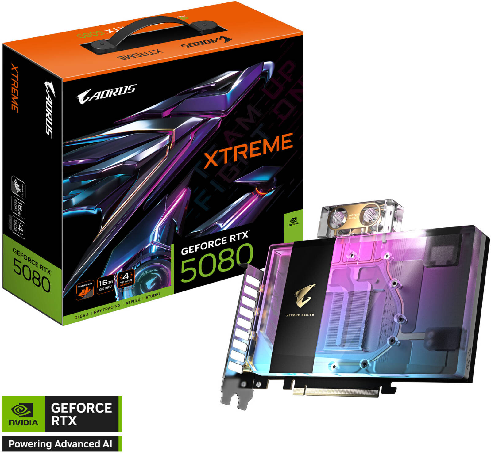 GIGABYTE AORUS GeForce RTX 5080 XTREME WATERFORCE WB Graphics Card 16GB GDDR7 | GV-N5080AORUSX WB-16GD