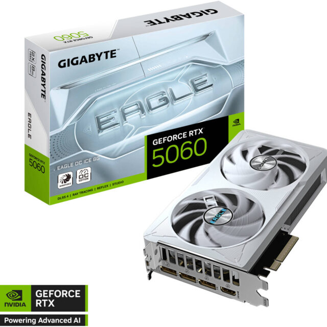 GIGABYTE GeForce RTX 5060 EAGLE OC ICE Graphics Card 8GB GDDR7 | GV-N5060EAGLEOC ICE-8GD