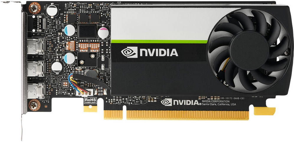 HP T400 Low-Profile Graphics Card, 384 Cuda Cores, 2GB of GDDR6 VRAM, 80 GB/s Memory Bandwidth, PCIe 3.0 x16 Interface, Nvidia Turing Architecture, 64-Bit Memory Interface, Displayport | 340K8AA