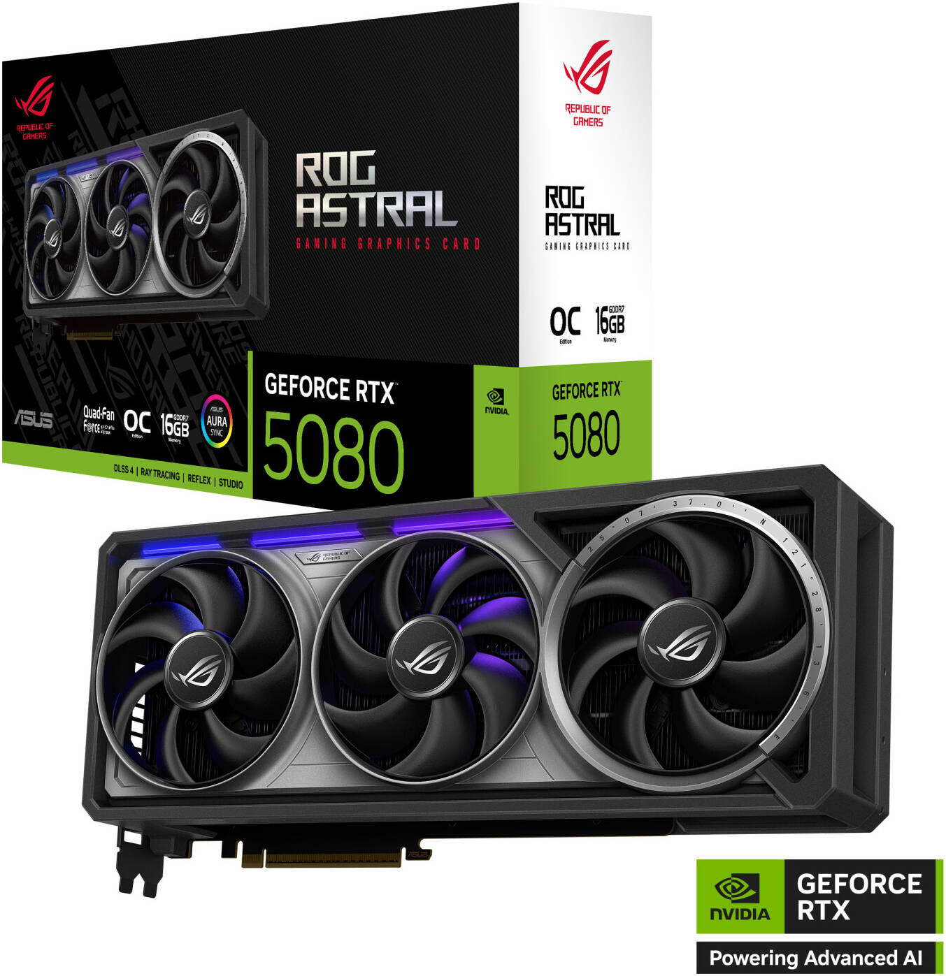 ASUS ROG Astral GeForce RTX 5080 OC Graphics Card 16GB GDDR7 | 90YV0LV0-M0NA00