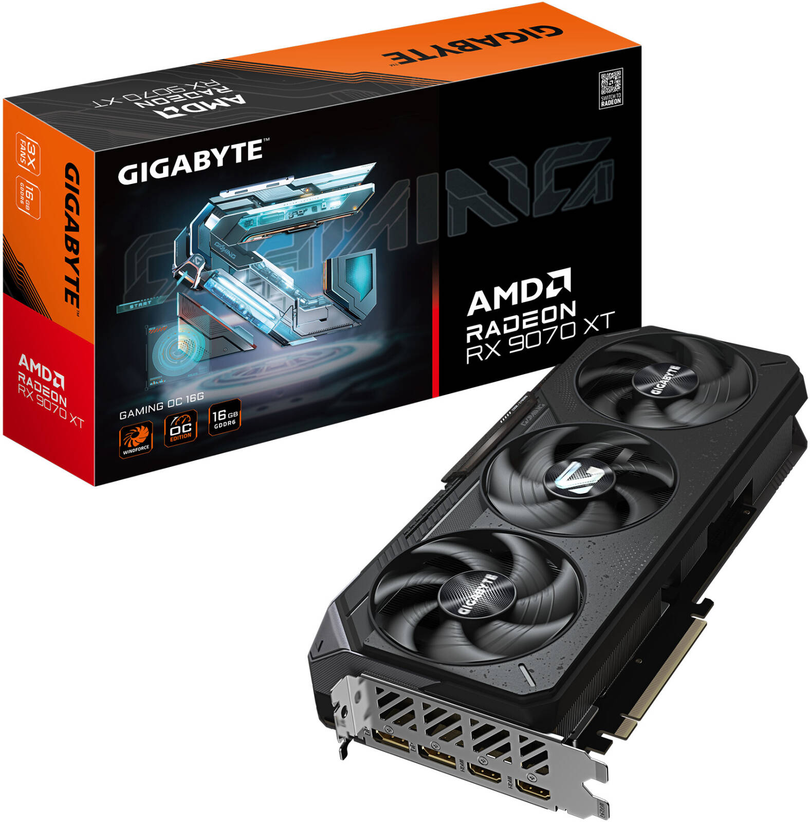 GIGABYTE Radeon RX 9070 XT GAMING OC Graphics Card, 16GB GDDR6 256-Bit Memory, 3060 MHz Boost Clock, 20 Gbps Memory Clock, 4096 Stream Processors, PCI-Express 5.0 | GV-R9070XTGAMING OC-16GD