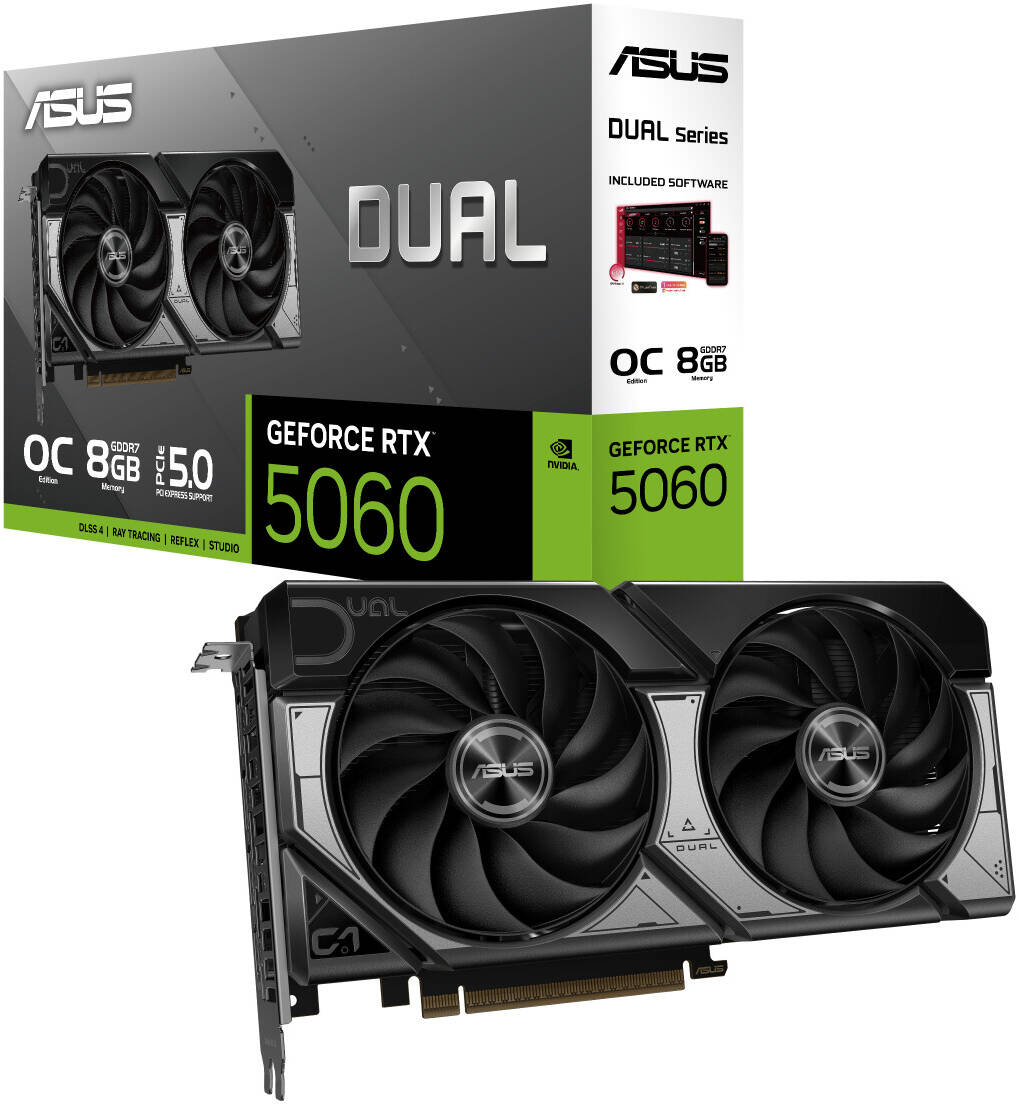 ASUS Dual GeForce RTX 5060 OC Edition Graphics Card 8GB GDDR7 | 90YV0N12-M0NA00