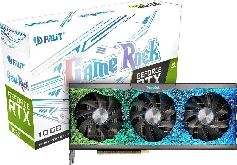 Palit GeForce RTX 3080 GAMEROCK 10GB GDDR6X SDRAM, 320-bit, PCI Express 4.0, 19 Gbps, 3 x DisplayPort ¦ HDMI, Ampere Graphics Card | NED3080U19IA-1020G