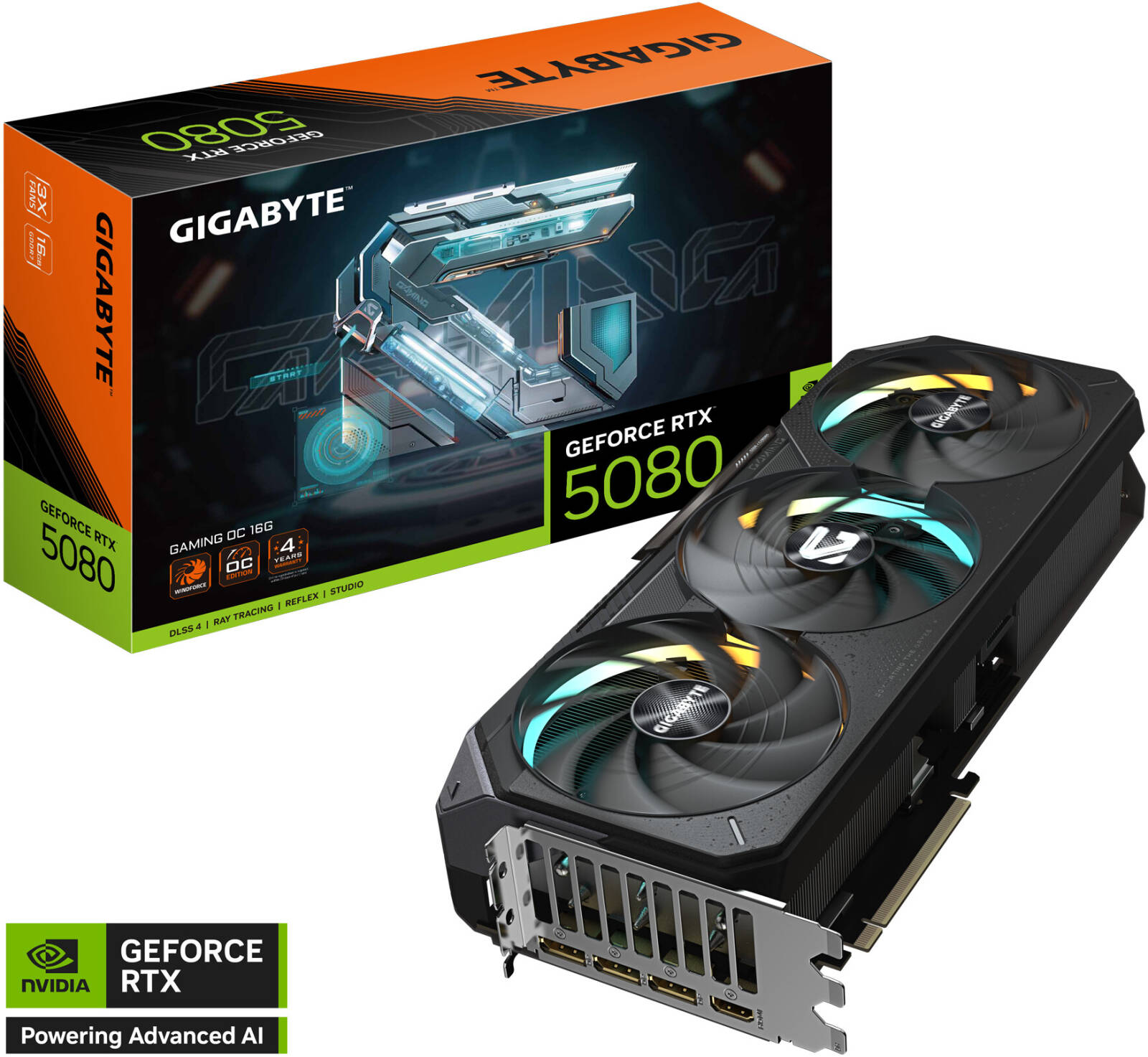 GIGABYTE GeForce RTX 5080 Gaming OC Graphics Card, 16GB GDDR7 256-Bit Memory, 2730 MHz Core Clock, 30 Gbps Memory Clock, PCI Express 5.0, Black | GV-N5080GAMING OC-16GD