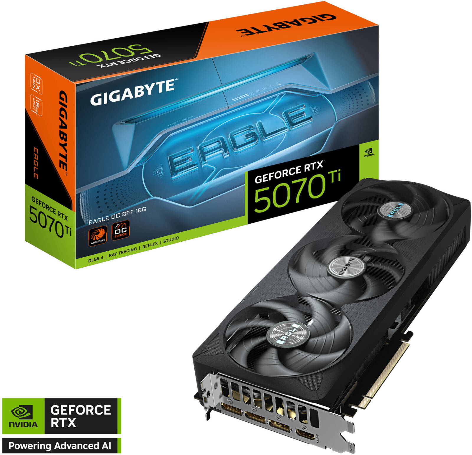 GIGABYTE GeForce RTX 5070 Ti EAGLE OC SFF Graphics Card, 16GB GDDR7 256-Bit Memory, 2542 MHz Core Clock, 28 Gbps Memory Speed, 8960 CUDA Cores, PCI Express 5.0 | GV-N507TEAGLE OC-16GD