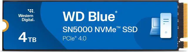 WD Blue SN5000 4TB PCIe 4.0 x4 NVMe M.2 2280 SSD  -  WDS400T4B0E