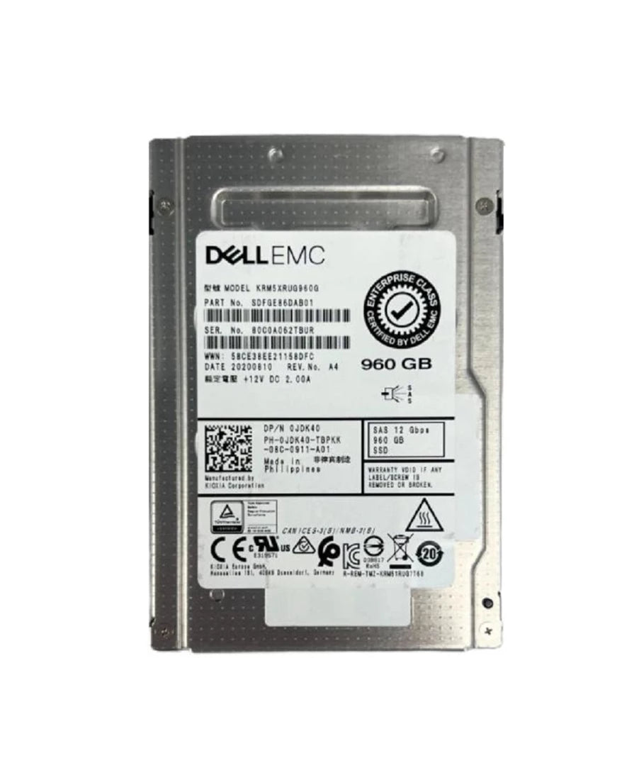 Kioxia RM5 960GB 12Gb/s SAS 2.5-inch SSD  -  SDFGE86DAB01, Refurbished