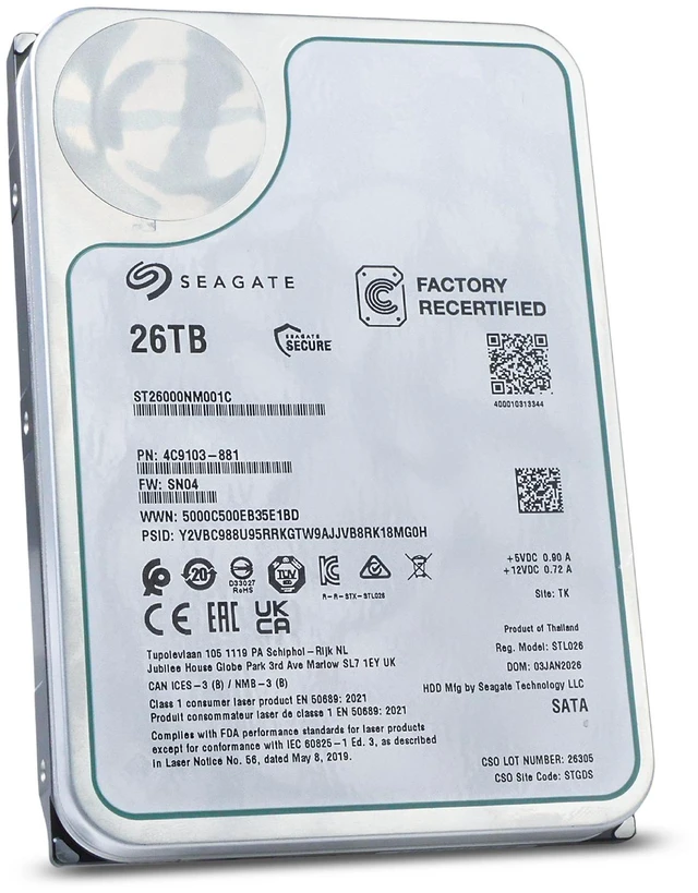 Seagate ST26000NM001C 26TB HDD - Refurbished