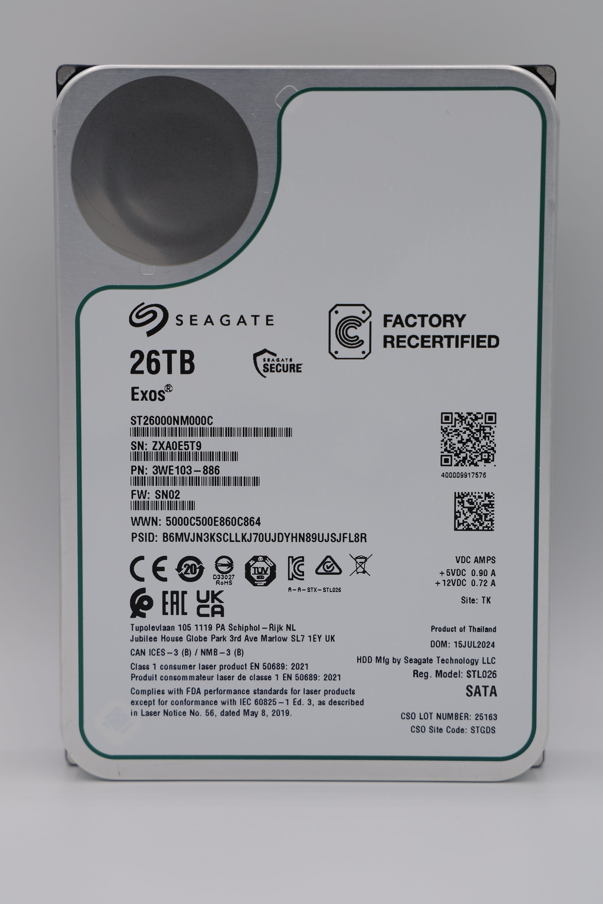 Seagate ST26000NM000C 26TB HDD - Refurbished
