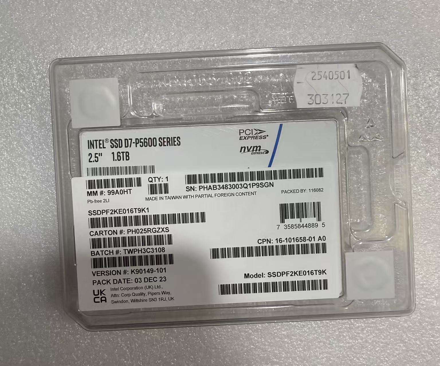 Intel D7-P5600 1.6TB U.2 NVMe SSD  -  Refurbished
