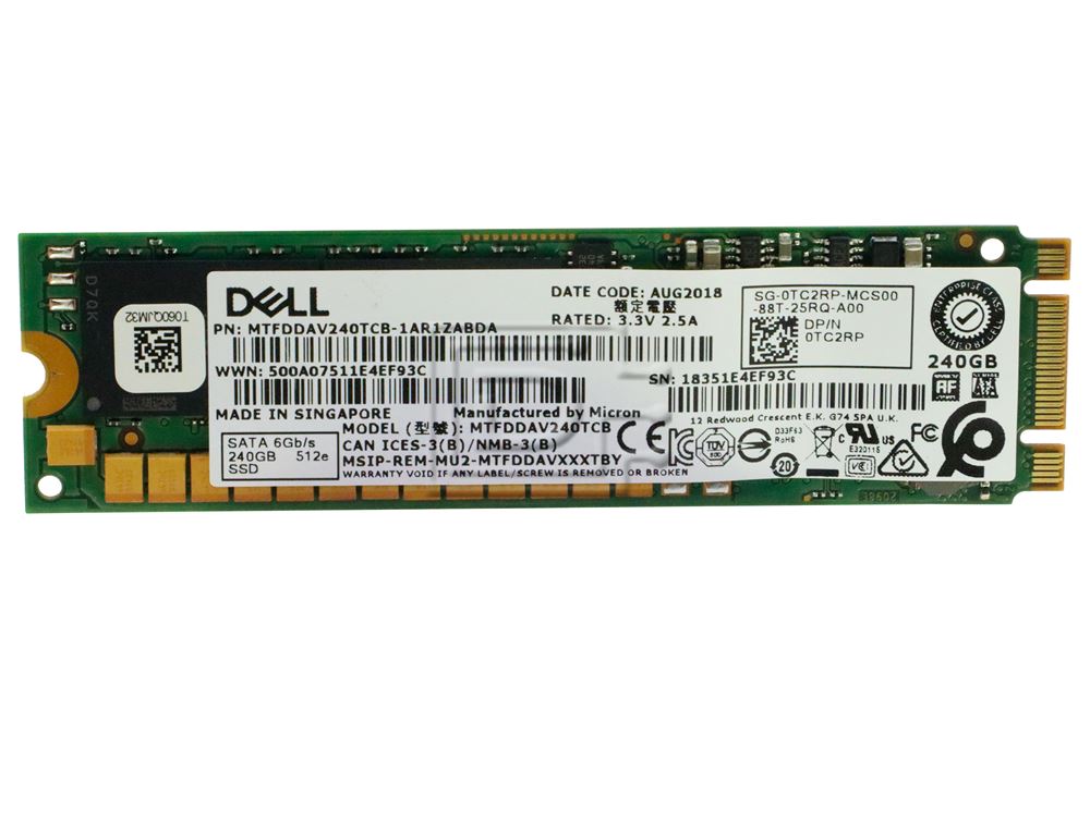 Dell TC2RP 240GB M.2 2280 SATA 6Gb/s SSD  -  Refurbished