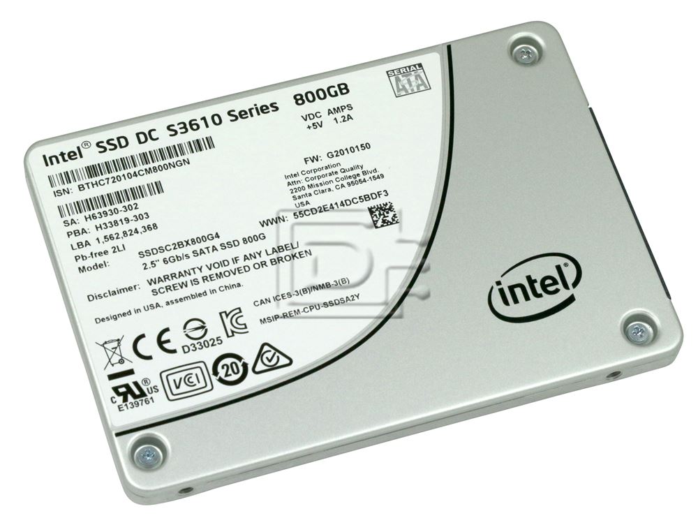 Intel SSD DC S3610 800GB SATA 6Gb/s 2.5-inch SSD  -  SSDSC2BX800G401, Refurbished