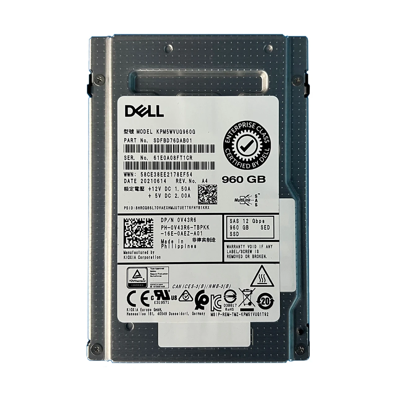 Toshiba 960GB 12Gbps SAS 2.5-inch SSD  -  SDFBD76DAB01, Refurbished