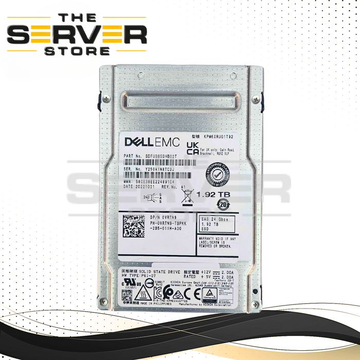 Kioxia PM6-R 1.92TB 24G SAS 2.5-inch Enterprise SSD  -  SDFUS85DHB02T