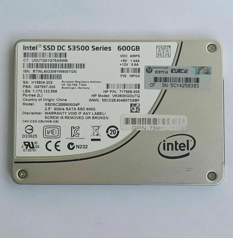 Intel DC S3500 600GB SATA 6Gb/s 2.5-inch SSD  -  SSDSC2BB600G4P, Refurbished