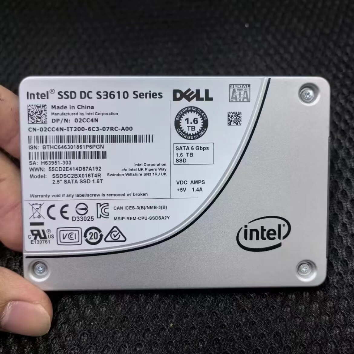 Intel DC S3610 1.6TB SATA 6Gb/s 2.5-inch SSD  -  SSDSC2BX016T4R, Refurbished